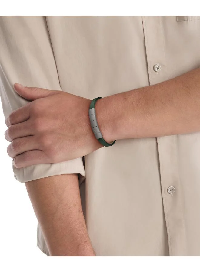 CALVIN KLEIN  Minimalistic Squares Bracelet with  Leather and Stainless Steel Closure - 35100063 for Men | Best Price UAE